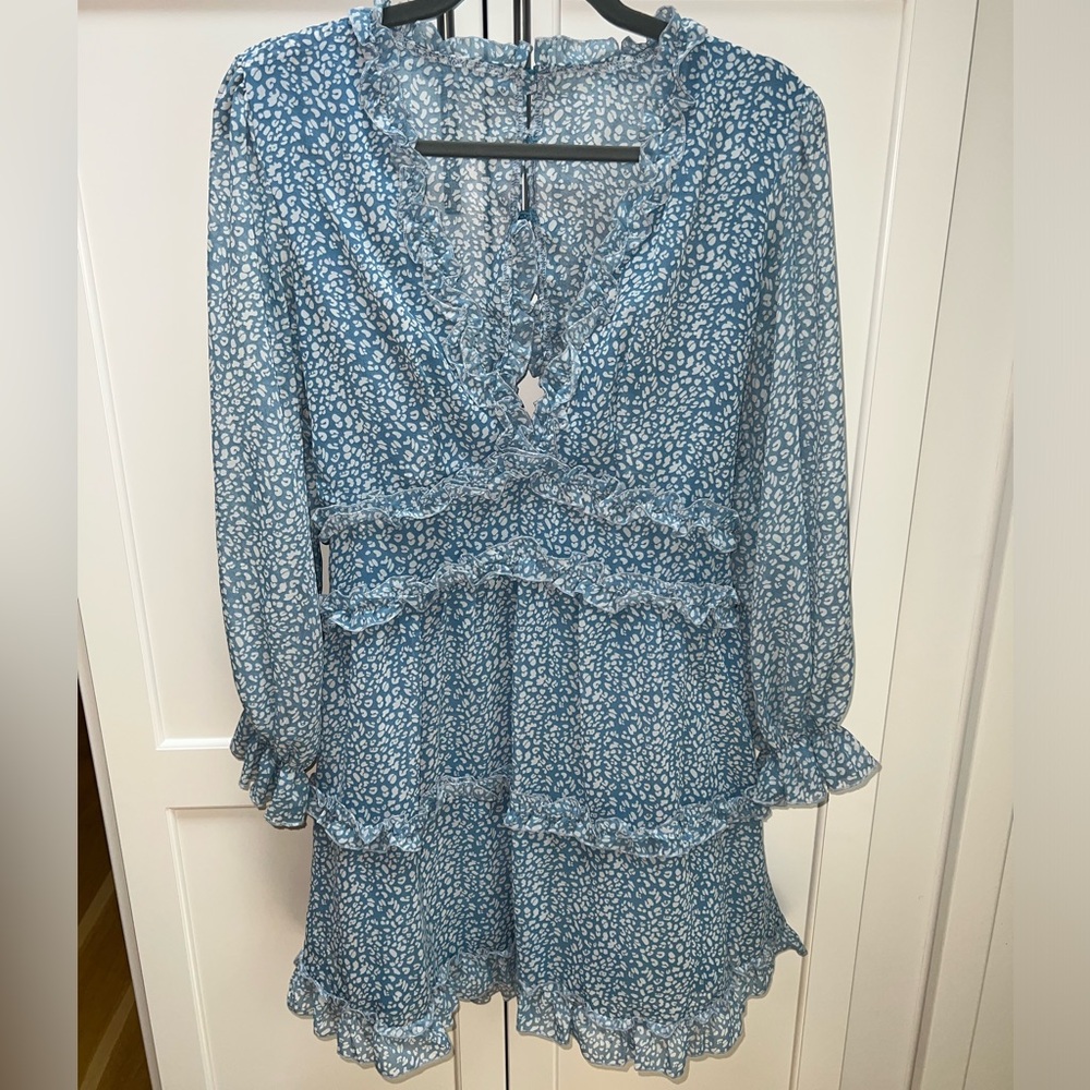 Blue & White Leopard Dress